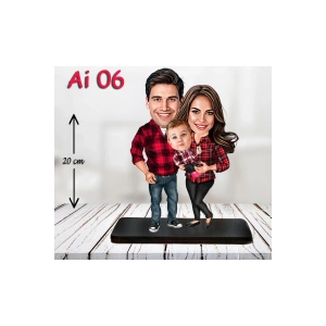 Kişiye Özel Ahşap Biblo - Aile Karikatür Biblo - 3 Kişilik Aile Biblo 3