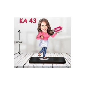 Kişiye Özel Ahşap Biblo - Aşçı Kadın Karikatür Biblo 2