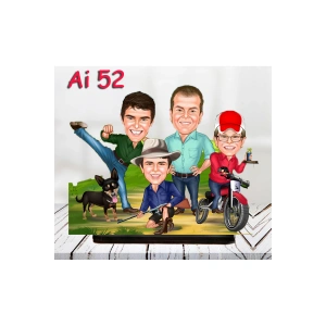 Kişiye Özel Ahşap Biblo - Aile Karikatür Biblo - 4 Kişilik Aile Biblo 22