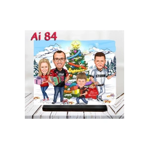 Kişiye Özel Ahşap Biblo - Aile Karikatür Biblo - 4 Kişilik Aile Biblo 37