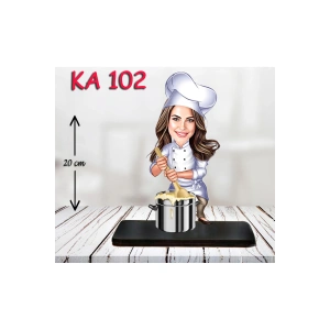 Kişiye Özel Ahşap Biblo - Aşçı Kadın Karikatür Biblo 9