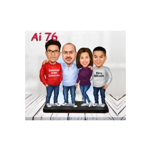 Kişiye Özel Ahşap Biblo - Aile Karikatür Biblo - 4 Kişilik Aile Biblo 33