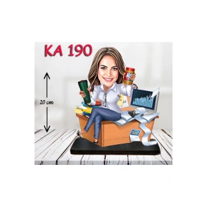 Kişiye Özel Ahşap Biblo - Masa Başı Karikatür Biblo - Kadın Biblo 13