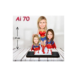 Kişiye Özel Ahşap Biblo - Aile Karikatür Biblo - 3 Kişilik Aile Biblo 21