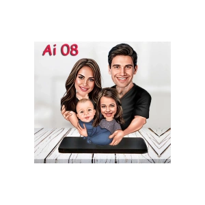 Kişiye Özel Ahşap Biblo - Aile Karikatür Biblo - 4 Kişilik Aile Biblo 3