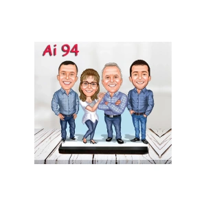 Kişiye Özel Ahşap Biblo - Aile Karikatür Biblo - 4 Kişilik Aile Biblo 41