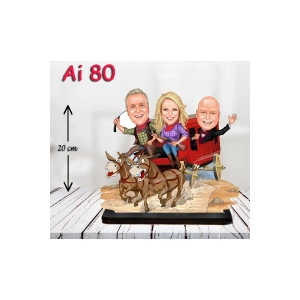 Kişiye Özel Ahşap Biblo - Aile Karikatür Biblo - 3 Kişilik Aile Biblo 22