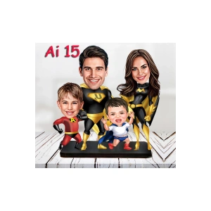 Kişiye Özel Ahşap Biblo - Aile Karikatür Biblo - 4 Kişilik Aile Biblo 7