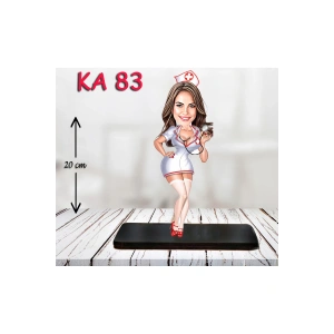 Kişiye Özel Ahşap Biblo - Sağlıkçı Kadın Karikatür Biblo - Doktor Biblo 2