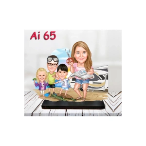 Kişiye Özel Ahşap Biblo - Aile Karikatür Biblo - 4 Kişilik Aile Biblo 26