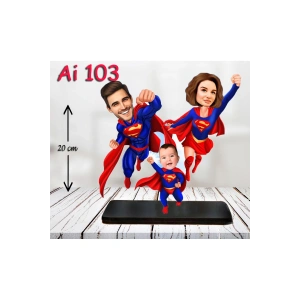 Kişiye Özel Ahşap Biblo - Aile Karikatür Biblo - 3 Kişilik Aile Biblo 29