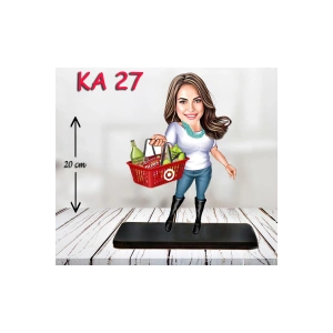 Kişiye Özel Ahşap Biblo - Aşçı Kadın Karikatür Biblo