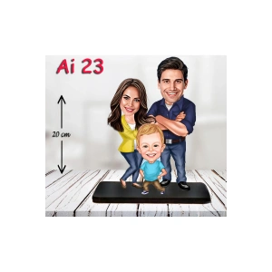 Kişiye Özel Ahşap Biblo - Aile Karikatür Biblo - 3 Kişilik Aile Biblo 7