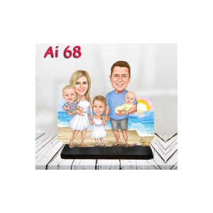 Kişiye Özel Ahşap Biblo - Aile Karikatür Biblo - 4 Kişilik Aile Biblo 28
