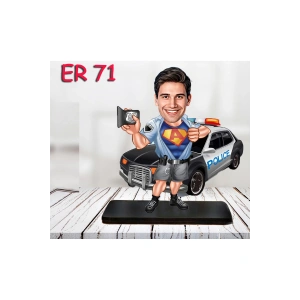 Kişiye Özel Ahşap Biblo - Erkek Polis Karikatür Biblo 9