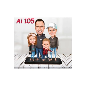 Kişiye Özel Ahşap Biblo - Aile Karikatür Biblo - 4 Kişilik Aile Biblo 45