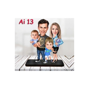Kişiye Özel Ahşap Biblo - Aile Karikatür Biblo - 4 Kişilik Aile Biblo 6