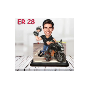 Kişiye Özel Ahşap Biblo - Motor Kullanan Erkek Karikatür Biblo 13