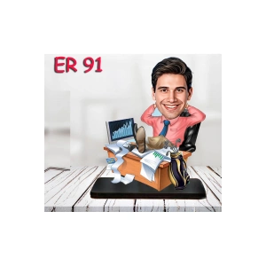 Kişiye Özel Ahşap Biblo - Masa Başı Karikatür Biblo - Erkek Biblo