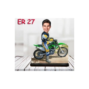 Kişiye Özel Ahşap Biblo - Motor Kullanan Erkek Karikatür Biblo 12