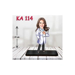 Kişiye Özel Ahşap Biblo - Sağlıkçı Kadın Karikatür Biblo - Doktor Biblo 6