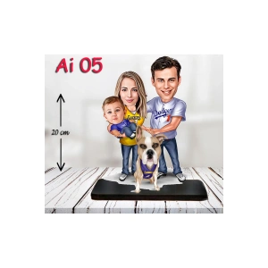 Kişiye Özel Ahşap Biblo - Aile Karikatür Biblo - 3 Kişilik Aile Biblo 2