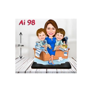 Kişiye Özel Ahşap Biblo - Aile Karikatür Biblo - 3 Kişilik Aile Biblo 26