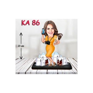 Kişiye Özel Ahşap Biblo - Süslü Kadın Karikatür Biblo 19