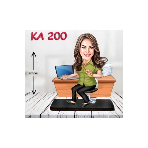 Kişiye Özel Ahşap Biblo - Masa Başı Karikatür Biblo - Kadın Biblo 14