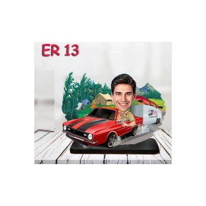 Kişiye Özel Ahşap Biblo - Araç Kullanan Erkek Karikatür Biblo 13