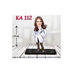 Kişiye Özel Ahşap Biblo - Sağlıkçı Kadın Karikatür Biblo - Doktor Biblo 4