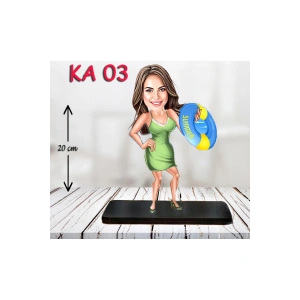 Kişiye Özel Ahşap Biblo - Süslü Kadın Karikatür Biblo