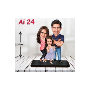 Kişiye Özel Ahşap Biblo - Aile Karikatür Biblo - 3 Kişilik Aile Biblo 8