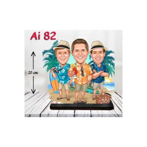 Kişiye Özel Ahşap Biblo - Aile Karikatür Biblo - 3 Kişilik Aile Biblo 24