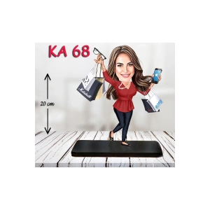 Kişiye Özel Ahşap Biblo - Süslü Kadın Karikatür Biblo 16