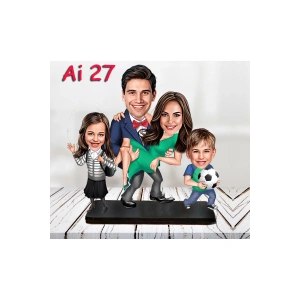 Kişiye Özel Ahşap Biblo - Aile Karikatür Biblo - 4 Kişilik Aile Biblo 10