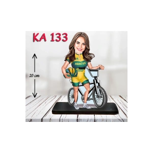 Kişiye Özel Ahşap Biblo - Bisiklet Kullanan Kadın Karikatür Biblo 2
