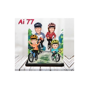 Kişiye Özel Ahşap Biblo - Aile Karikatür Biblo - 4 Kişilik Aile Biblo 34