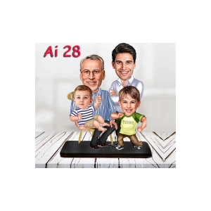 Kişiye Özel Ahşap Biblo - Aile Karikatür Biblo - 4 Kişilik Aile Biblo 11