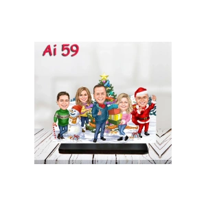 Kişiye Özel Ahşap Biblo - Aile Karikatür Biblo - 5 Kişilik Aile Biblo 8