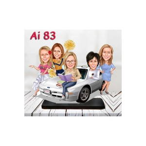 Kişiye Özel Ahşap Biblo - Aile Karikatür Biblo - 5 Kişilik Aile Biblo 11