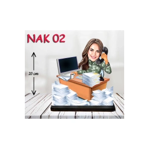 Kişiye Özel Ahşap Biblo - Kadın Asker Karikatür Biblo 2