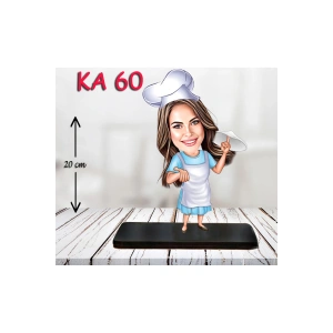 Kişiye Özel Ahşap Biblo - Aşçı Kadın Karikatür Biblo 4