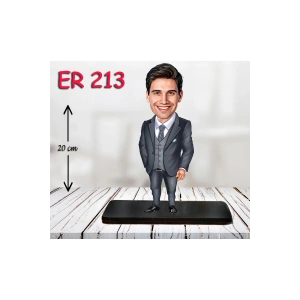 Kişiye Özel Ahşap Biblo - Takım Elbiseli Erkek Karikatür Biblo 3