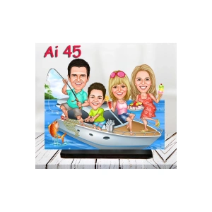 Kişiye Özel Ahşap Biblo - Aile Karikatür Biblo - 4 Kişilik Aile Biblo 16