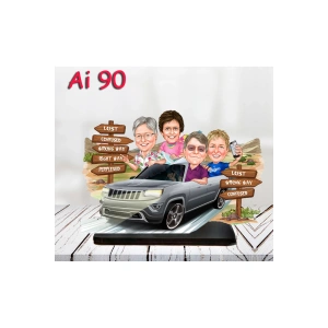 Kişiye Özel Ahşap Biblo - Aile Karikatür Biblo - 5 Kişilik Aile Biblo 13