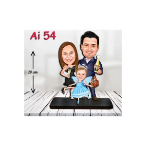 Kişiye Özel Ahşap Biblo - Aile Karikatür Biblo - 3 Kişilik Aile Biblo 14