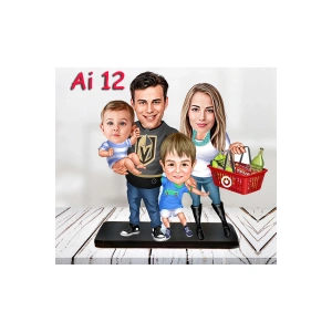 Kişiye Özel Ahşap Biblo - Aile Karikatür Biblo - 4 Kişilik Aile Biblo 5