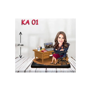 Kişiye Özel Ahşap Biblo - Masa Başı Karikatür Biblo - Kadın Biblo