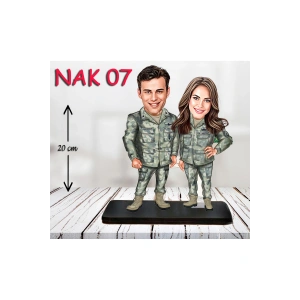 Kişiye Özel Ahşap Biblo - Kadın Asker Karikatür Biblo 7